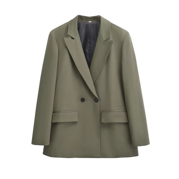 Veste élégante pour femmes avec col et poches Veste de soirée unie à boutons en polyester Veste stylée disponible en plusieurs couleurs vert L