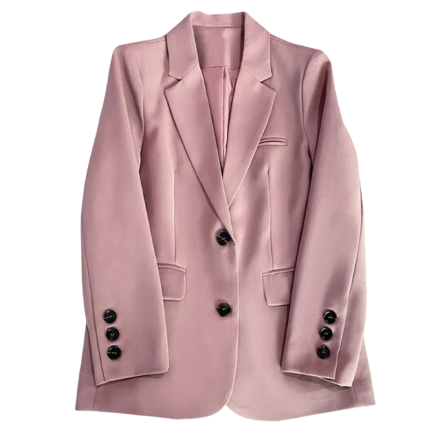 Veste élégante pour femmes avec poches et fermeture à boutons Veste unie en polyester Manteau stylé dans différentes couleurs pour le travail et le quotidien rose XL