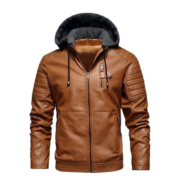 Veste en cuir d'hiver pour homme F1080 marron XL