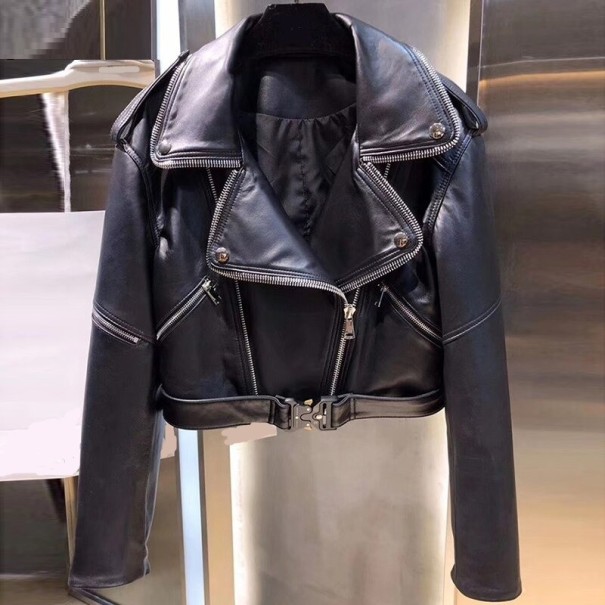 Veste en cuir pour femmes P2326 noir M