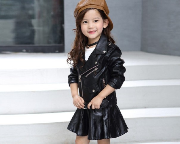 Veste en cuir pour fille L1941 noir 11