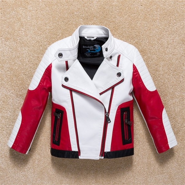 Veste en cuir pour garçon J1932 blanc 8
