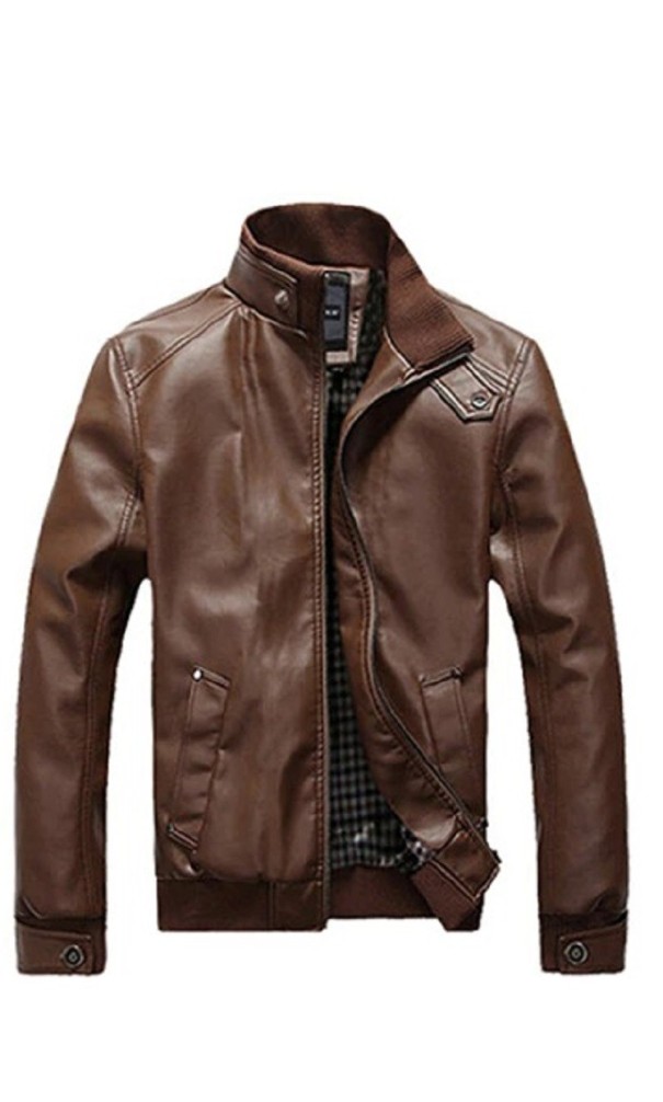 Veste en cuir pour homme F1094 marron XS