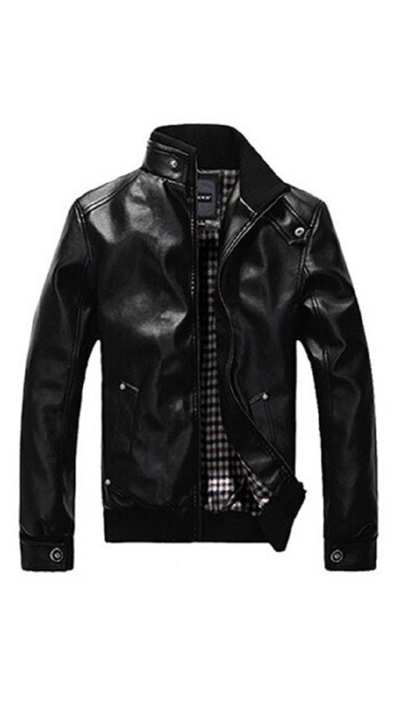 Veste en cuir pour homme F1094 noir S