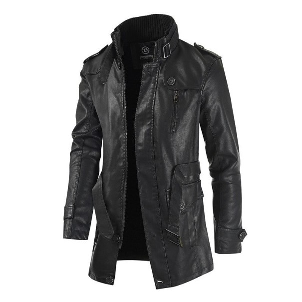 Veste en cuir pour homme F1226 noir L