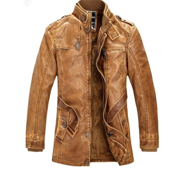 Veste en cuir pour homme J2065 jaune XL