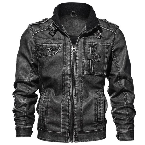 Veste en cuir pour homme S4 gris foncé L