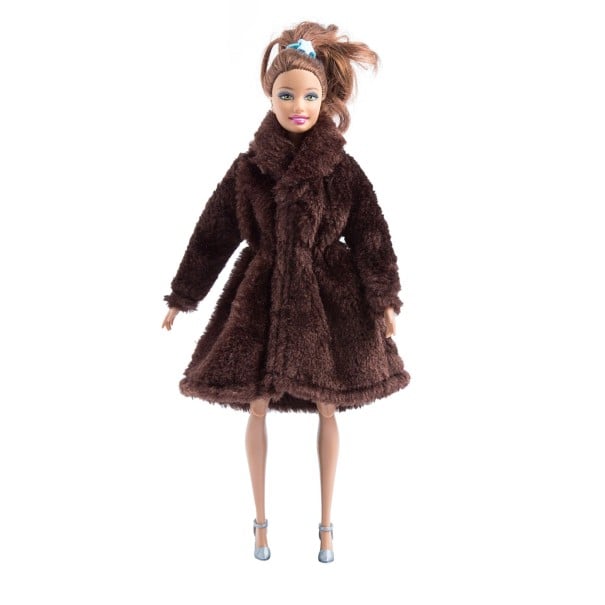 Veste en fourrure pour poupée marron