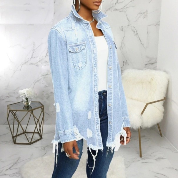 Veste en jean pour femmes P1860 bleu clair L