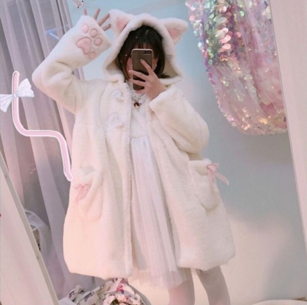 Veste en peluche pour femmes avec oreilles 1