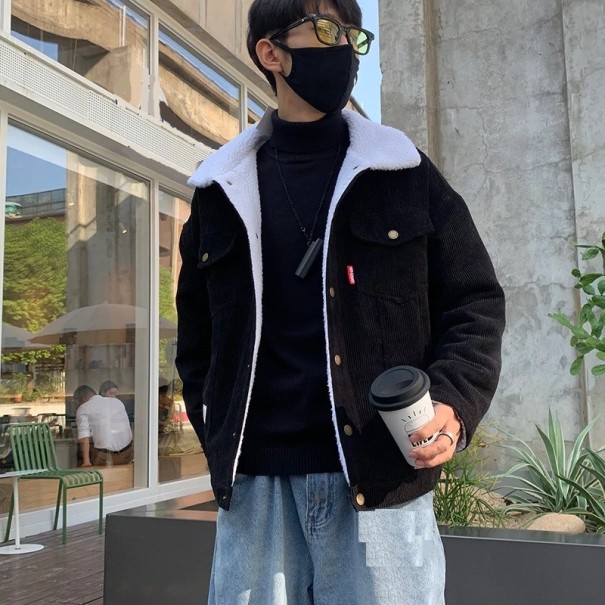 Veste en velours côtelé pour homme A2012 noir XS