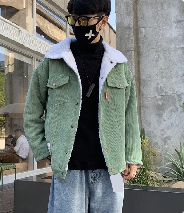 Veste en velours côtelé pour homme A2012 vert M