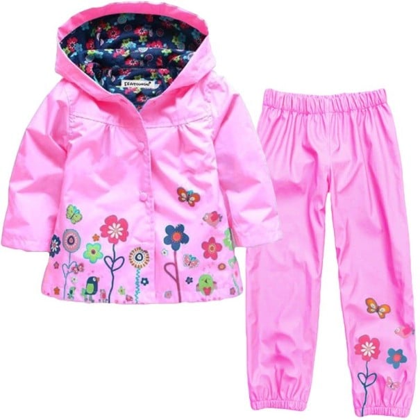 Veste et pantalon imperméables pour filles rose 5