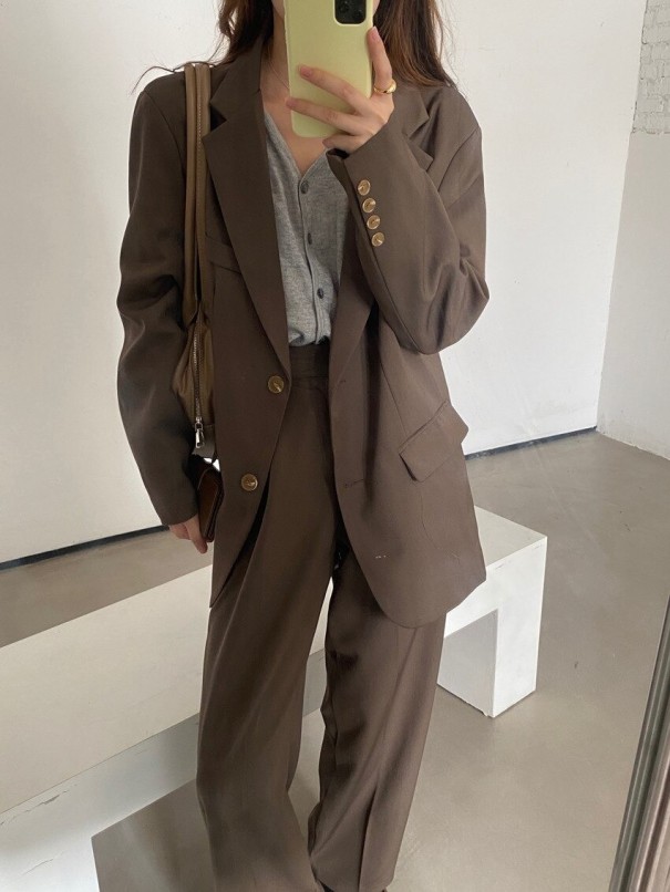 Veste et pantalon pour femmes B996 café S