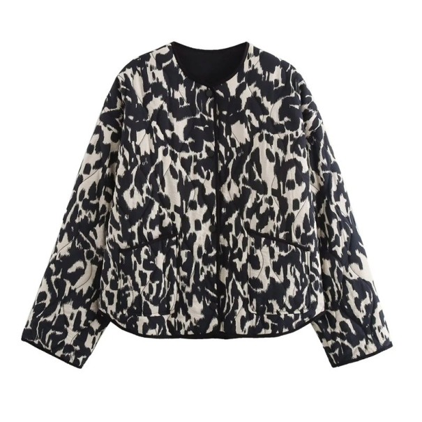 Veste femme avec un motif animalier prononcé Veste matelassée légère Manteau stylé pour la ville Vêtement d'extérieur automnal et printanier Vêtements à la mode XS