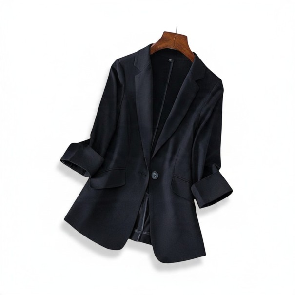 Veste Femme Coupe Droite Revers Poches à Rabat Manches Relevées Doublure Polyester Coton et Nylon Pour le Bureau et les Réunions noir L