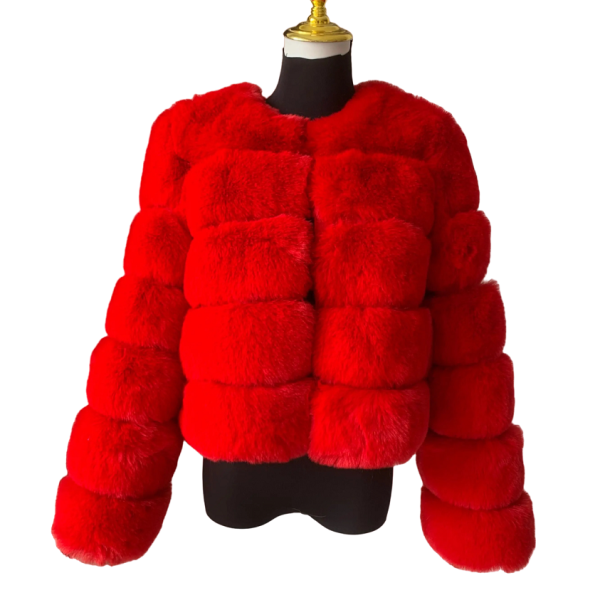 Veste femme en fausse fourrure V152 rouge XL