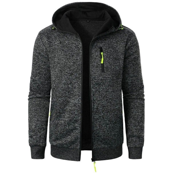 Veste homme à capuche et fermeture éclair Veste de sport mi-saison avec poches Fermetures éclair contrastées Veste souple pour le printemps et l’automne en ville et en voyage gris foncé S