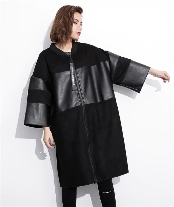 Veste longue pour femmes en cuir 1