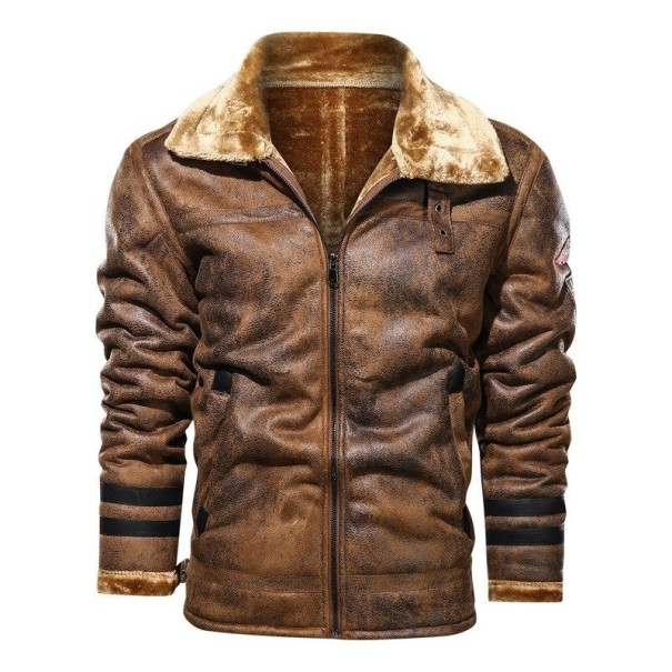 Veste pour homme avec fourrure marron XL