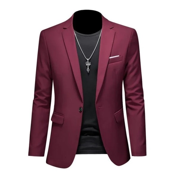 Veste pour homme élégante Veste unie respirante pour homme avec poches et bouton Veste stylée pour le travail et les loisirs bordeaux XS