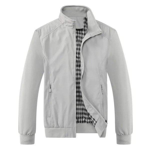 Veste zippée à col montant Veste d’automne légère avec doublure Veste de loisirs élégante Veste coupe-vent pour la ville et la nature gris XS