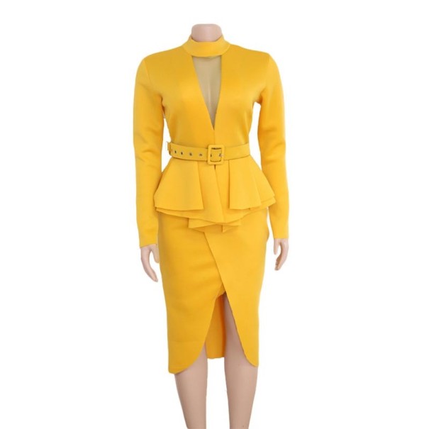 Vestido asimétrico amarillo de mujer XL