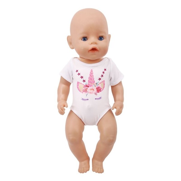 Vestido blanco para muñecas con estampado 2
