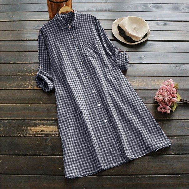 Vestido camisero de cuadros azul oscuro 3XL
