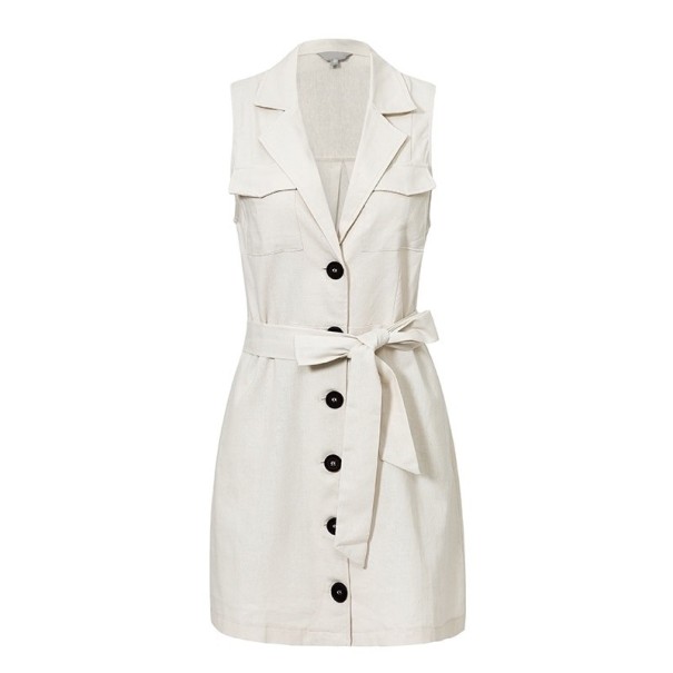 Vestido camisero mini sin mangas blanco L