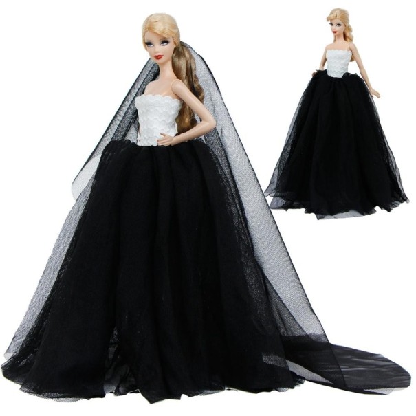 Vestido com cauda para boneca preto