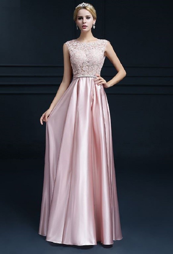 Vestido de baile longo rosa claro XS