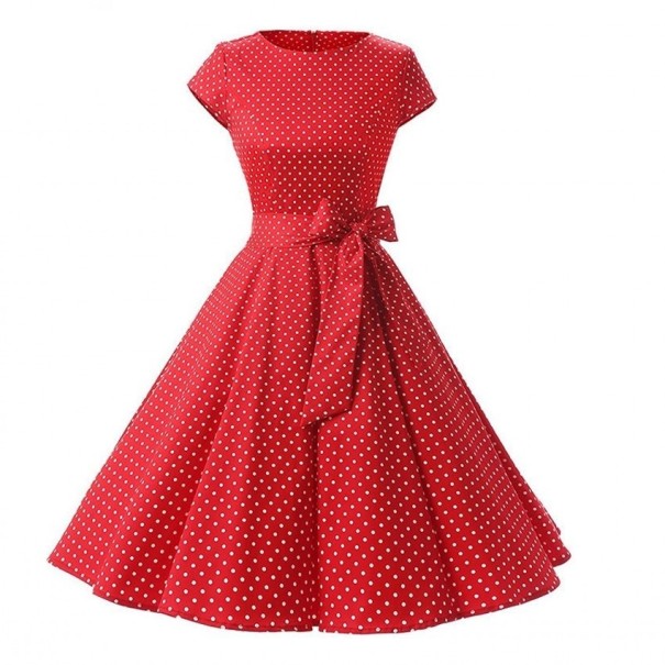 Vestido de bolinhas com laço vermelho XL