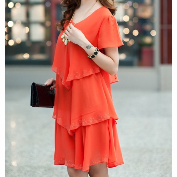 Vestido de camadas para senhora vermelho claro L