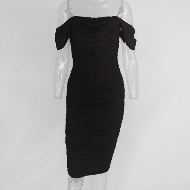 Vestido de cocktail com ombros caídos preto L