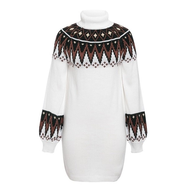 Vestido de cuello alto y manga larga S
