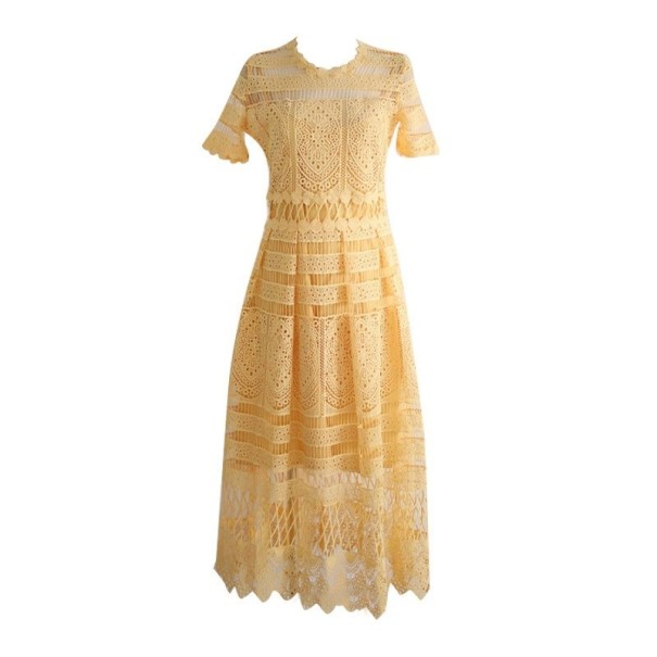 Vestido de encaje amarillo M