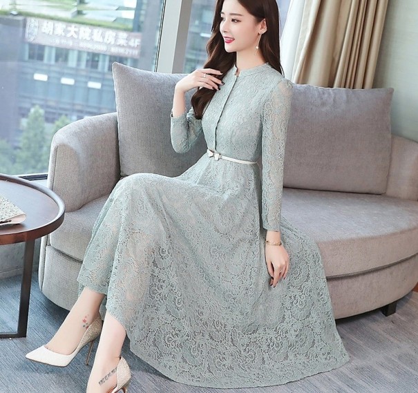 Vestido de encaje de mujer Alyssa gris L