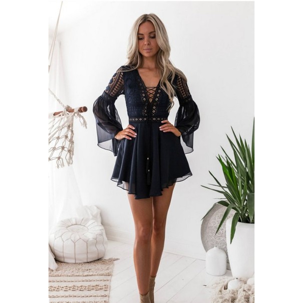 Vestido de encaje de mujer Rose negro XL