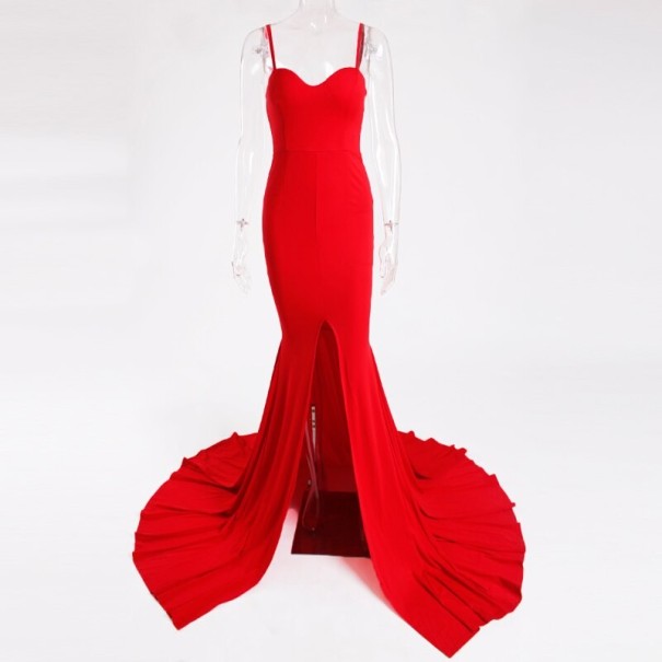 Vestido de fiesta con cola rojo L
