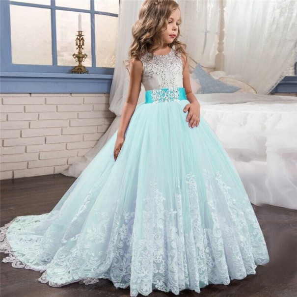 Vestido de fiesta para niñas N127 turquesa 10