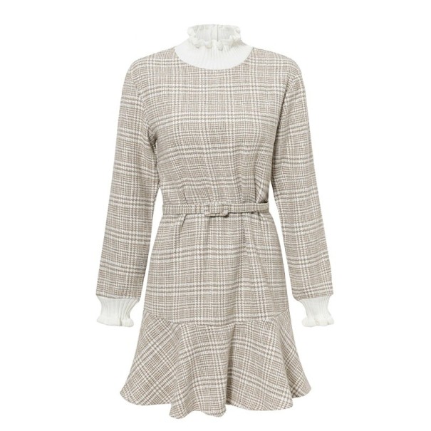 Vestido de gola alta xadrez M