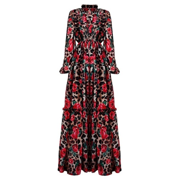 Vestido de leopardo con flores M