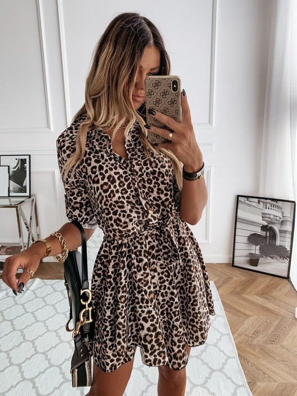 Vestido de leopardo feminino P855 M 2