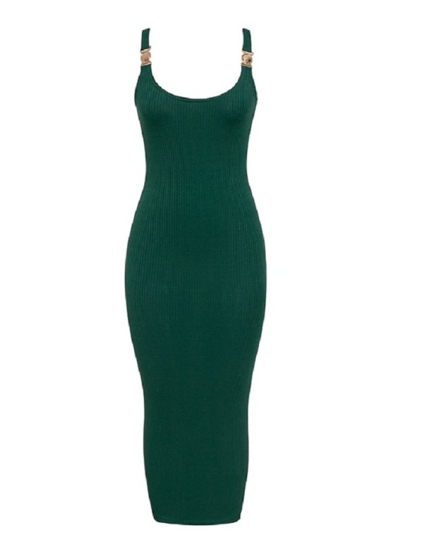 Vestido de malha com alças verde M