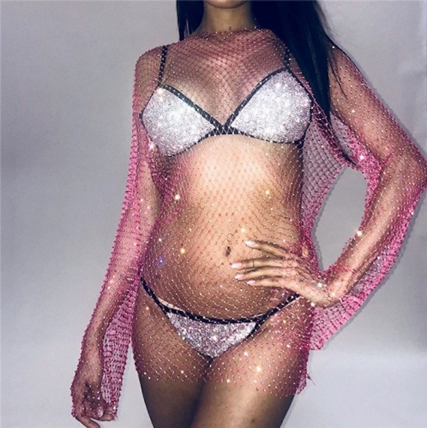 Vestido de malla para mujer rosa