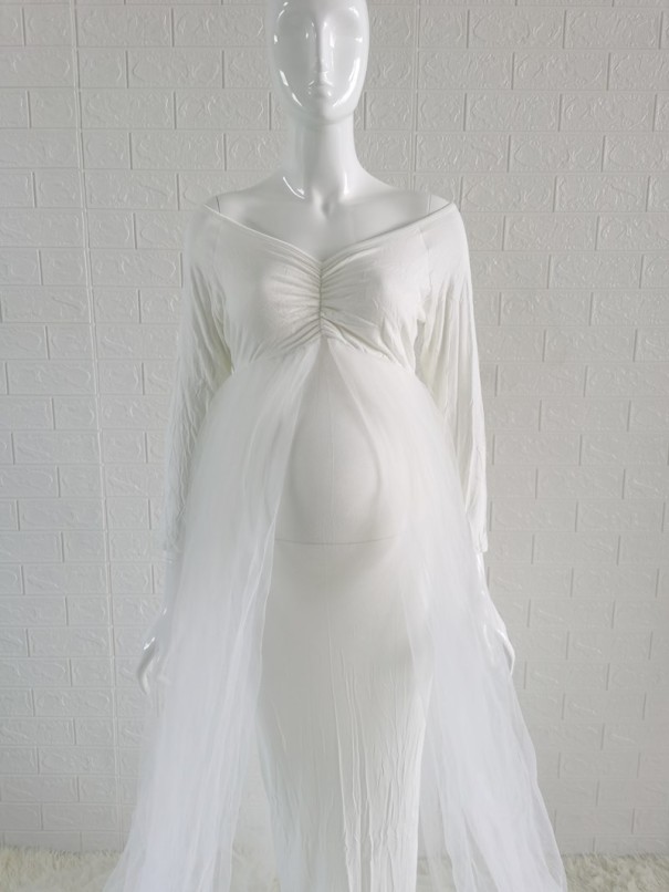 Vestido de maternidad para sesión de fotos N925 blanco S