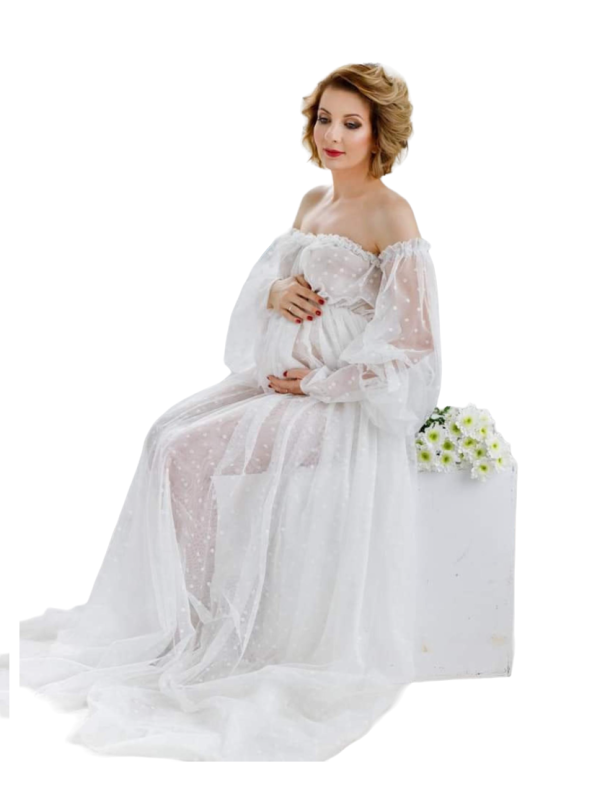 Vestido de maternidad para sesión de fotos N927 blanco L