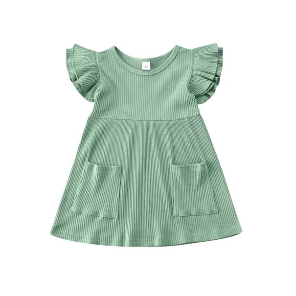 Vestido de menina com bolsos verde claro 3