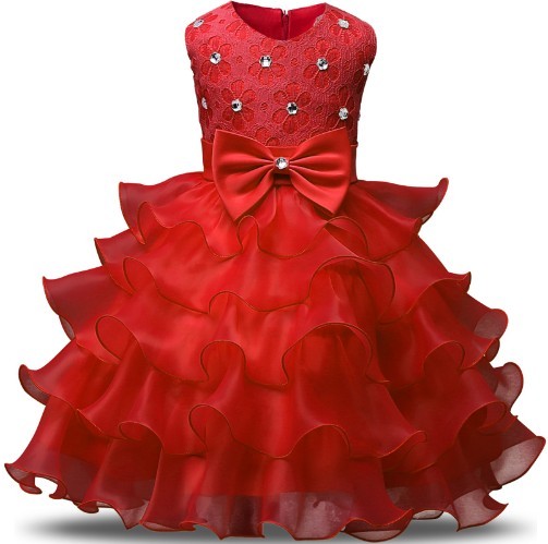 Vestido de menina de luxo - Vermelho 3